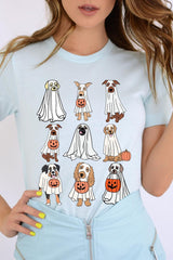 US3001P-E3106 Halloween Ghost Dog Graphic Plus Tee $16