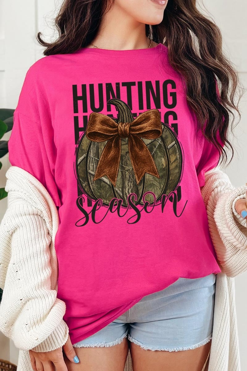 5000-E3190 Hunting Pumpkin Bow Graphic Heavy Cotton Tee $9