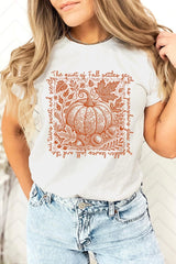 US3001-E3112 Fall Pumpkin Botanical Graphic Tee $12.5