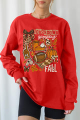UL240P-E3134 Fall Football Collage Graphic Plus Long Sleeve Tee $17