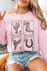 UL180P-E3094 Western Cowgirl Card Graphic Plus Sweatshirt $25