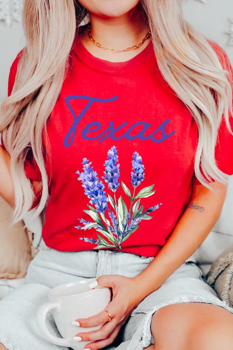 US3001-E3060 Texas Bluebonnet Graphic Tee $12.5