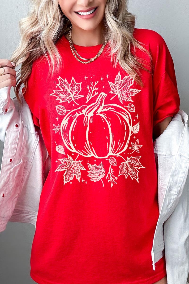5000P-E3162 Fall Pumpkin Graphic Plus Heavy Cotton Tee $12.75