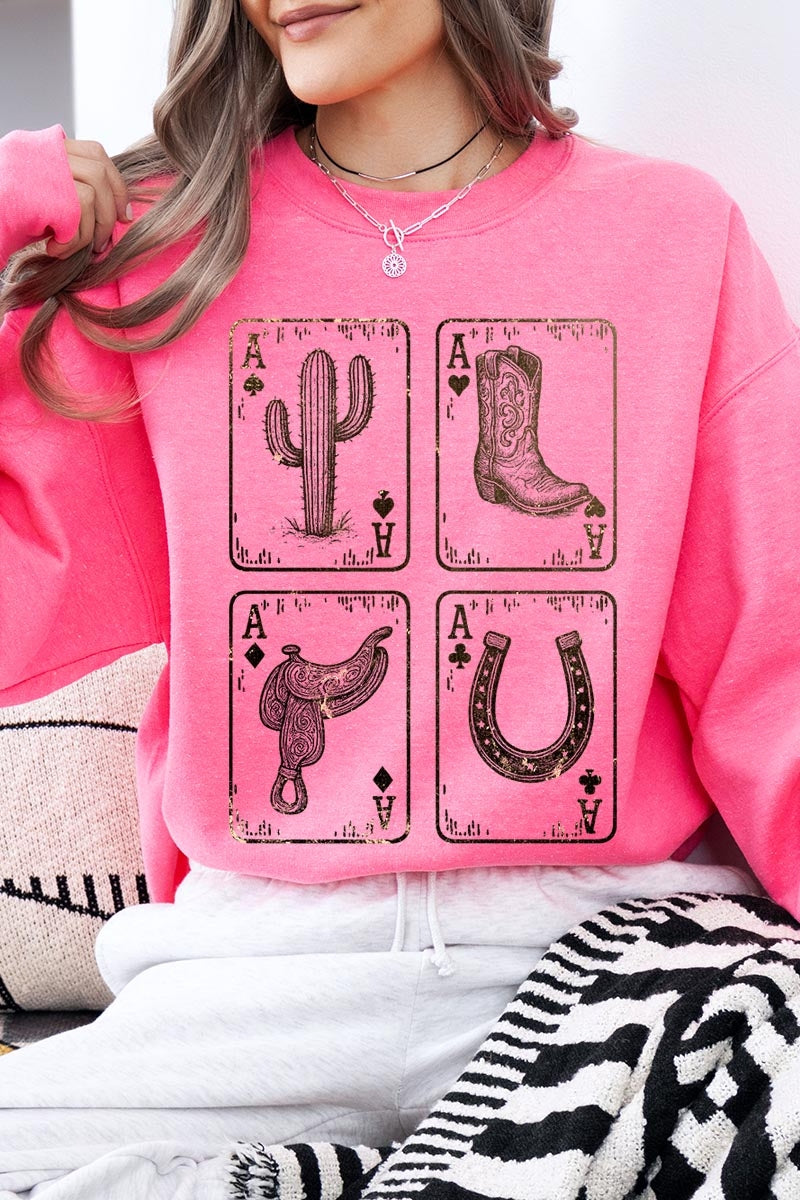 UL180P-E3094 Western Cowgirl Card Graphic Plus Sweatshirt $25