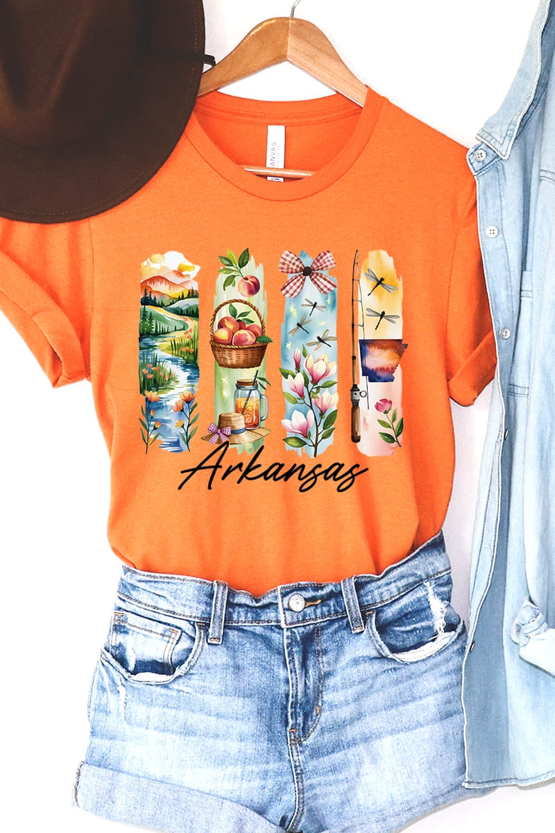 US3001-E3061AR Arkansas State Brushstroke Graphic Tee $12.5