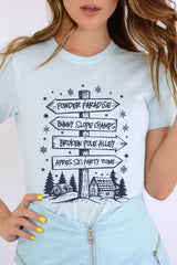 US3001-E3189 Ski Lodge Signs Graphic Tee $12.5