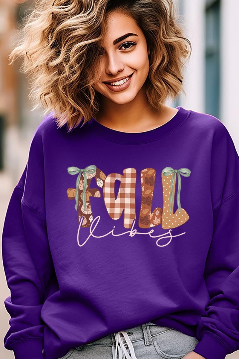 UL180P-E3071 Fall Vibes Rustic Script Graphic Plus Sweatshirt $25