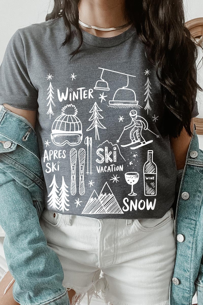 US3001P-E3188 Ski Doodle Graphic Plus Tee $16