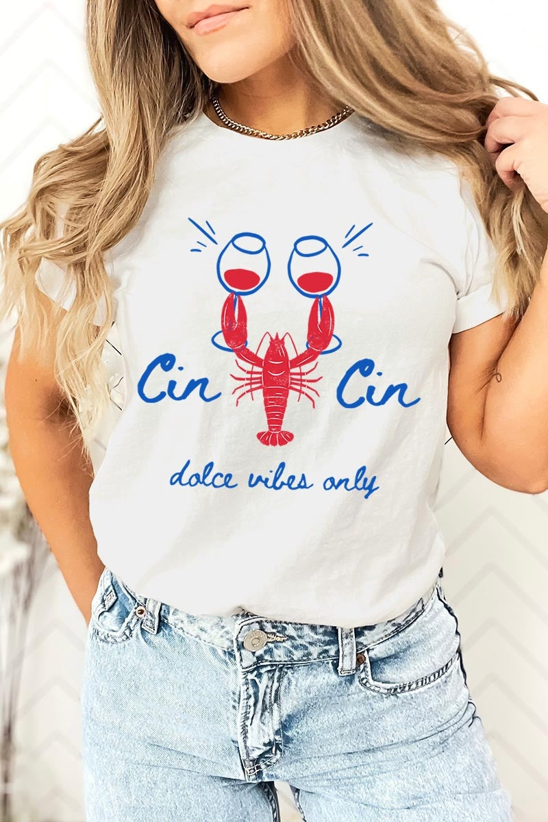 US3001-E3069 Cin Cin Lobster Celebration Graphic Tee $12.5