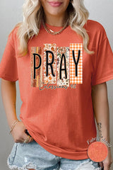 5000P-E3166 Pray Fall Christian Graphic Plus Heavy Cotton Tee $12.75