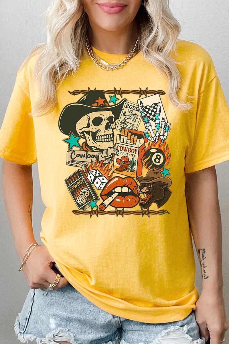 5000-E3096 Vintage Western Collage Graphic Heavy Cotton Tee $9