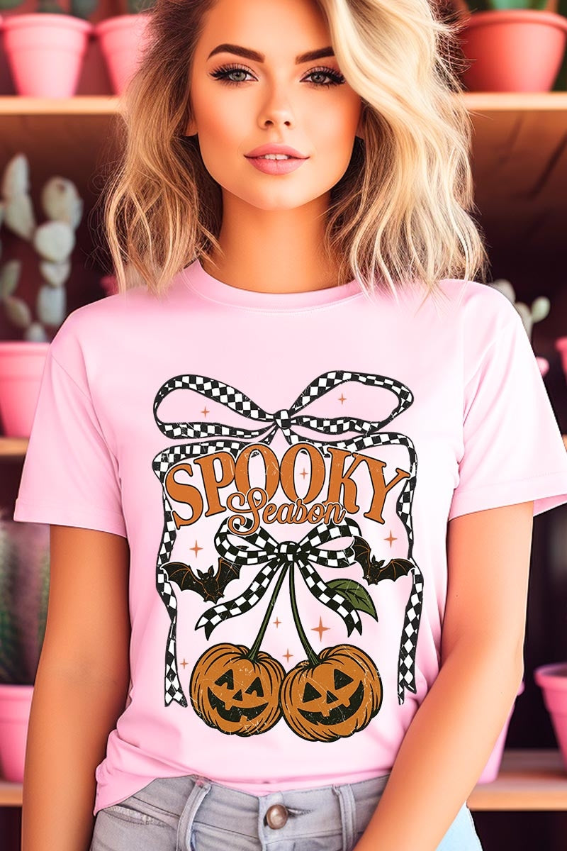 US3001-E3085 Pumpkin Cherries Graphic Tee $12.5