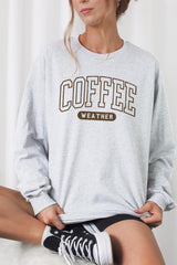 UL240-E3207 Coffee Weather Graphic Long Sleeve Tee $13.75