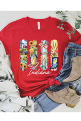 US3001P-E3061IN Indiana State Brushstroke Graphic Plus Tee $16