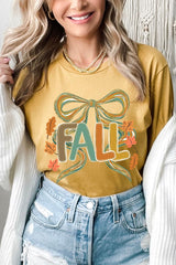 US3001-E3121 Fall Brushstroke Bow Graphic Tee $12.5