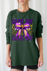 UL240P-E3092 Purple Yellow Football Bow Plus Long Sleeve Tee $17