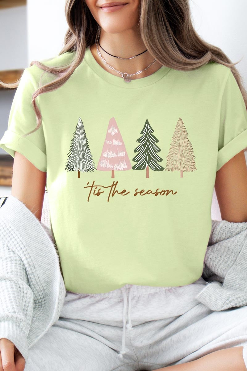 US3001P-E3218 Rustic Christmas Trees Graphic Plus Tee $16