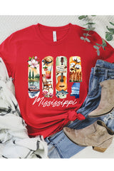 US3001P-E3061MS Mississippi State Brushstroke Graphic Plus Tee $16