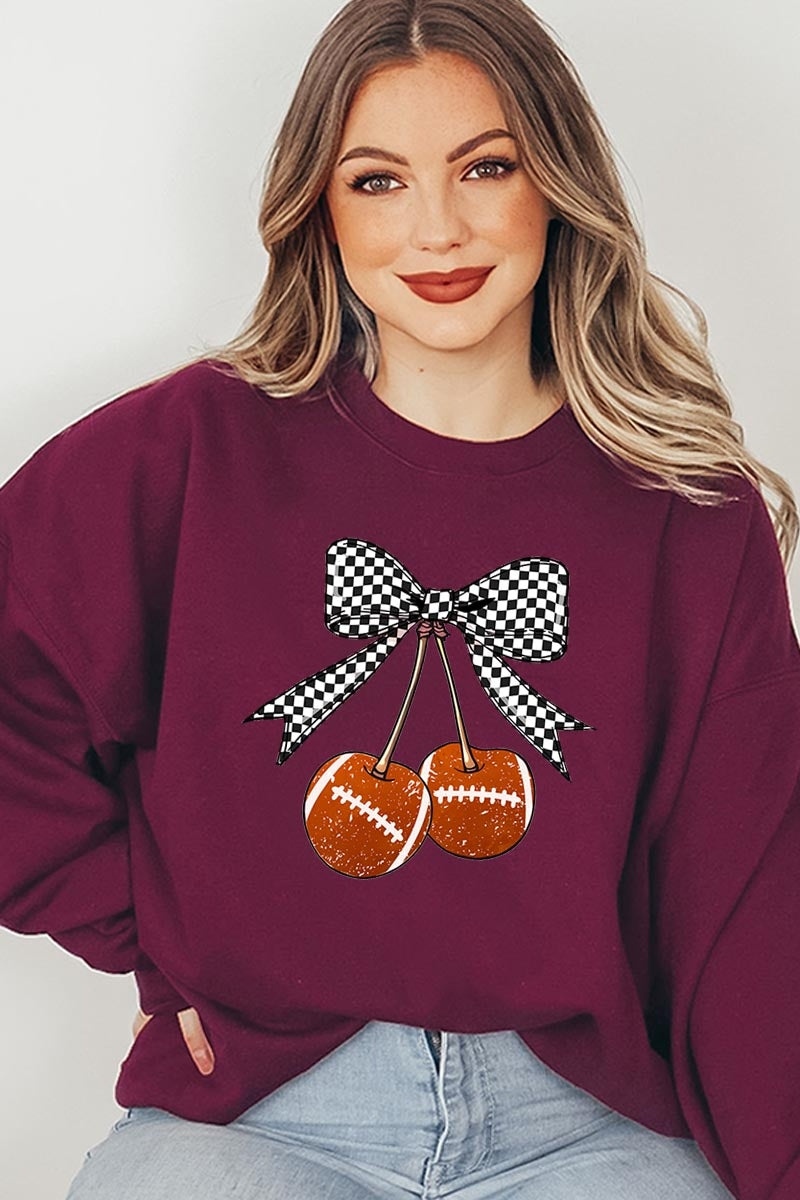 UL180P-E3055 Football Cherries Graphic Plus Sweatshirt $25
