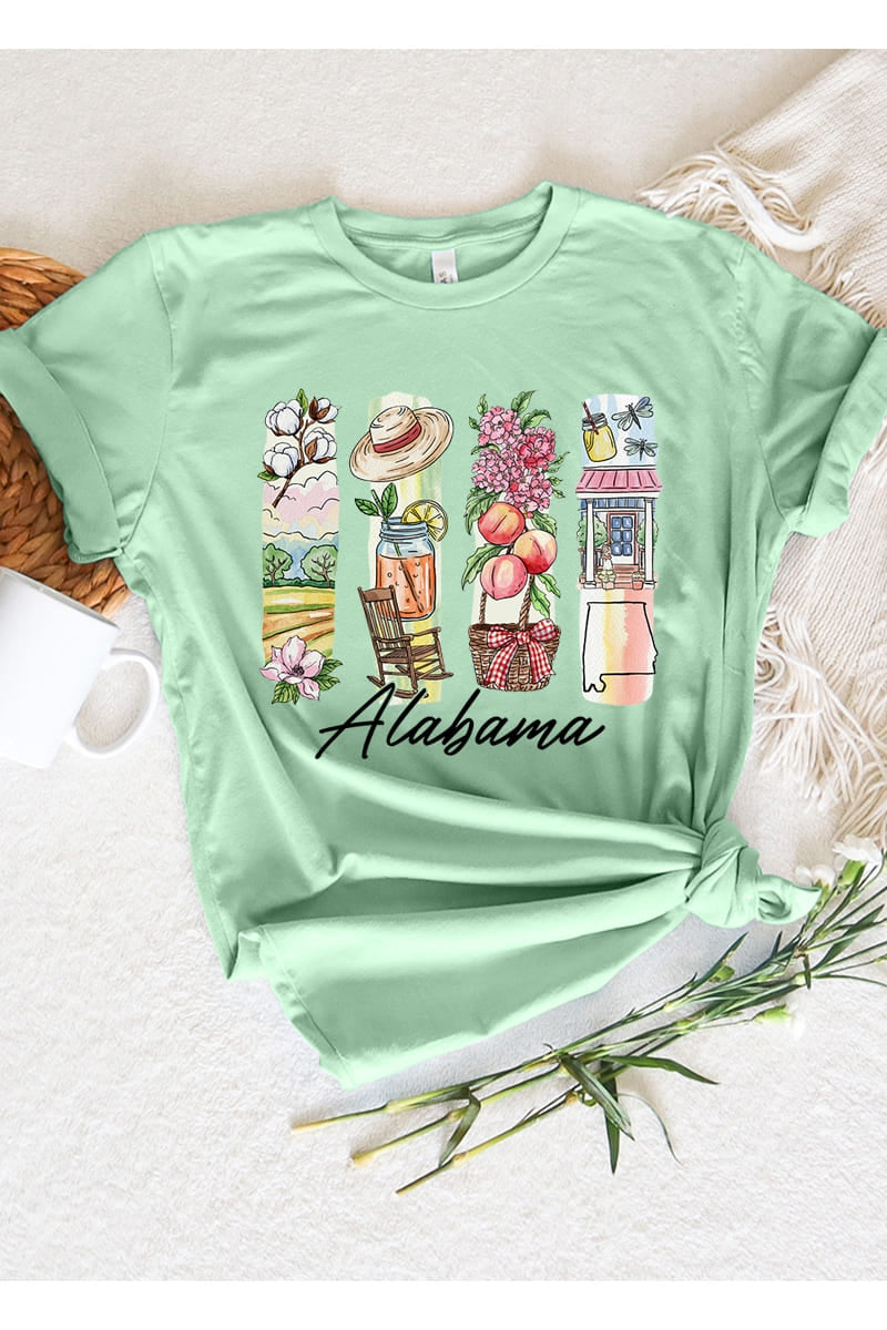US3001P-E3061AL Alabama State Brushstroke Graphic Plus Tee $16