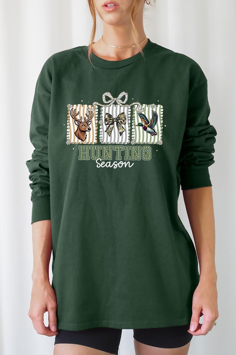 UL240-E3192 Deer & Duck Hunting Season Graphic Long Sleeve Tee $13.75