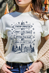 US3001P-E3189 Ski Lodge Signs Graphic Plus Tee $16