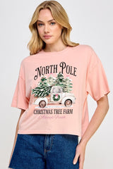 CTS-E3174 North Pole Christmas Graphic Relaxed Crop Top $11