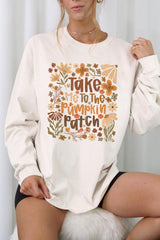 UL240P-E3136 Take Me To The Pumpkin Patch Plus Long Sleeve Tee $17
