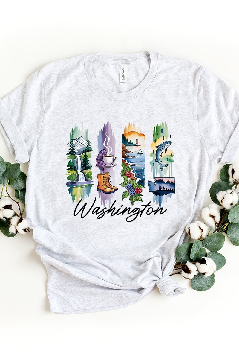 US3001P-E3061WA Washington State Brushstroke Graphic Plus Tee $16