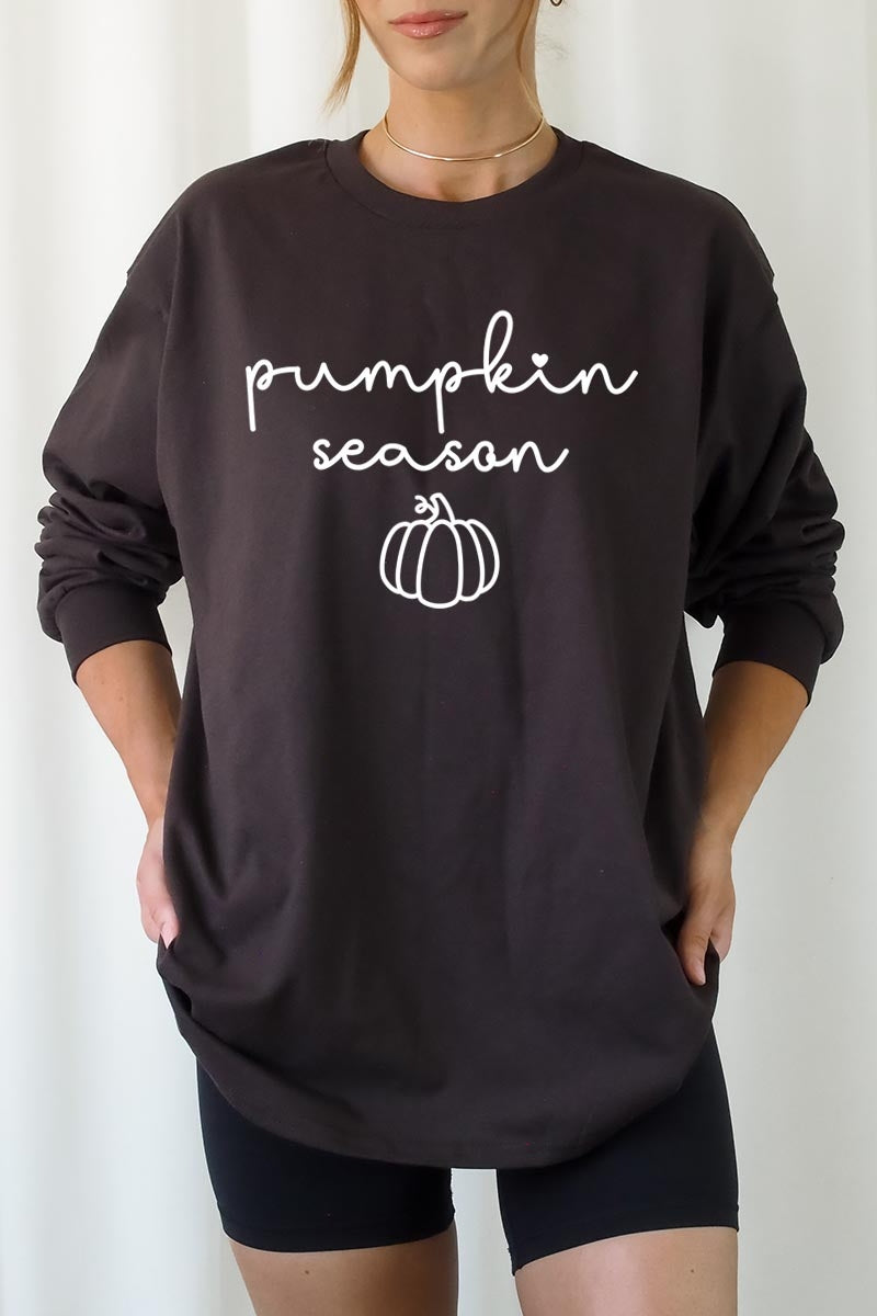 UL240P-E3152 Pumpkin Season Graphic Plus Long Sleeve Tee $17