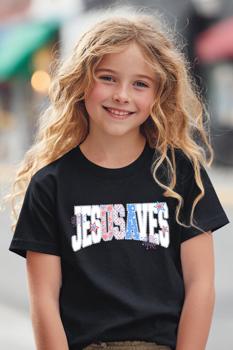 5000B-E3483Z Jesus Saves Patriotic Kids Graphic Heavy Cotton Tee $8.5