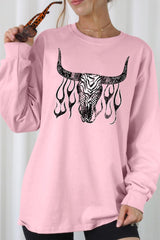 UL240-E3176 Western Bullskull Graphic Long Sleeve Tee $13.75