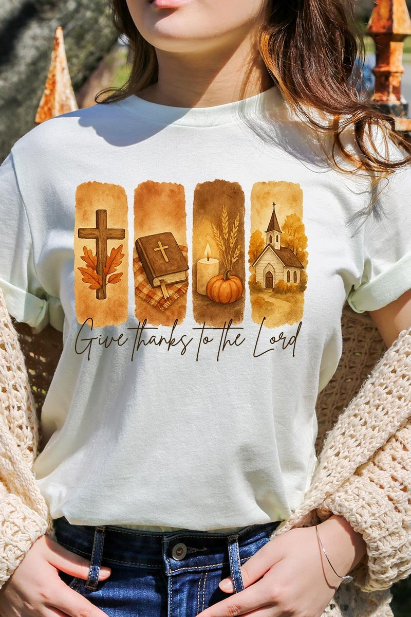 US3001P-E3169 Give Thanks To The Lord Graphic Plus Tee $16