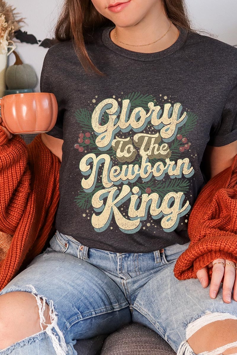 US3001P-E3220 Glory to the Newborn King Graphic Plus Tee $16