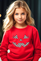 UL180B-E3149Z Checker Pumpkin Face Kids Graphic Sweatshirt $20
