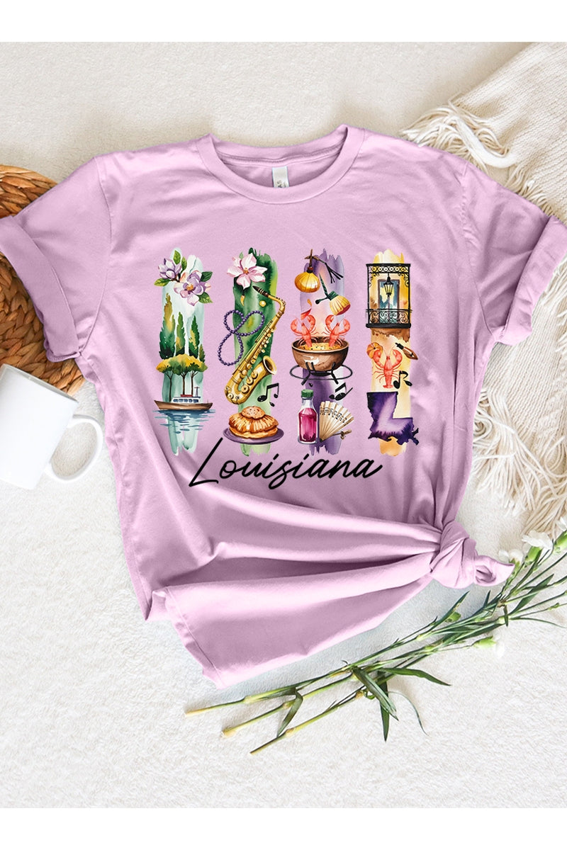 US3001-E3061LA Louisiana State Brushstroke Graphic Tee $12.5