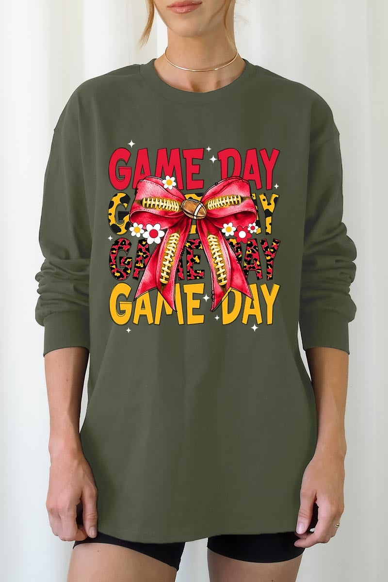 UL240P-E3091 Red Yellow Football Bow Plus Long Sleeve Tee $17