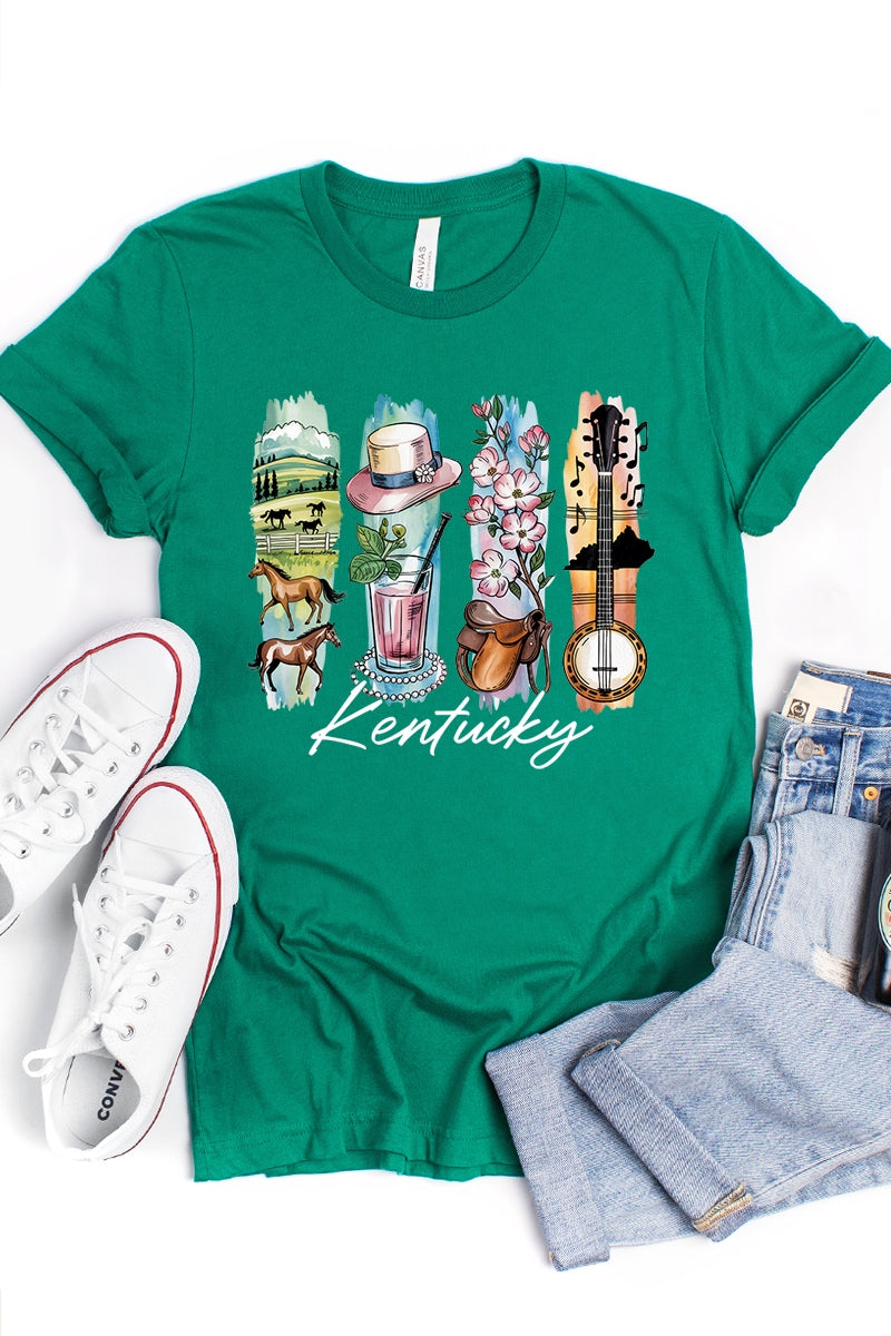 US3001-E3061KY Kentucky State Brushstroke Graphic Tee $12.5