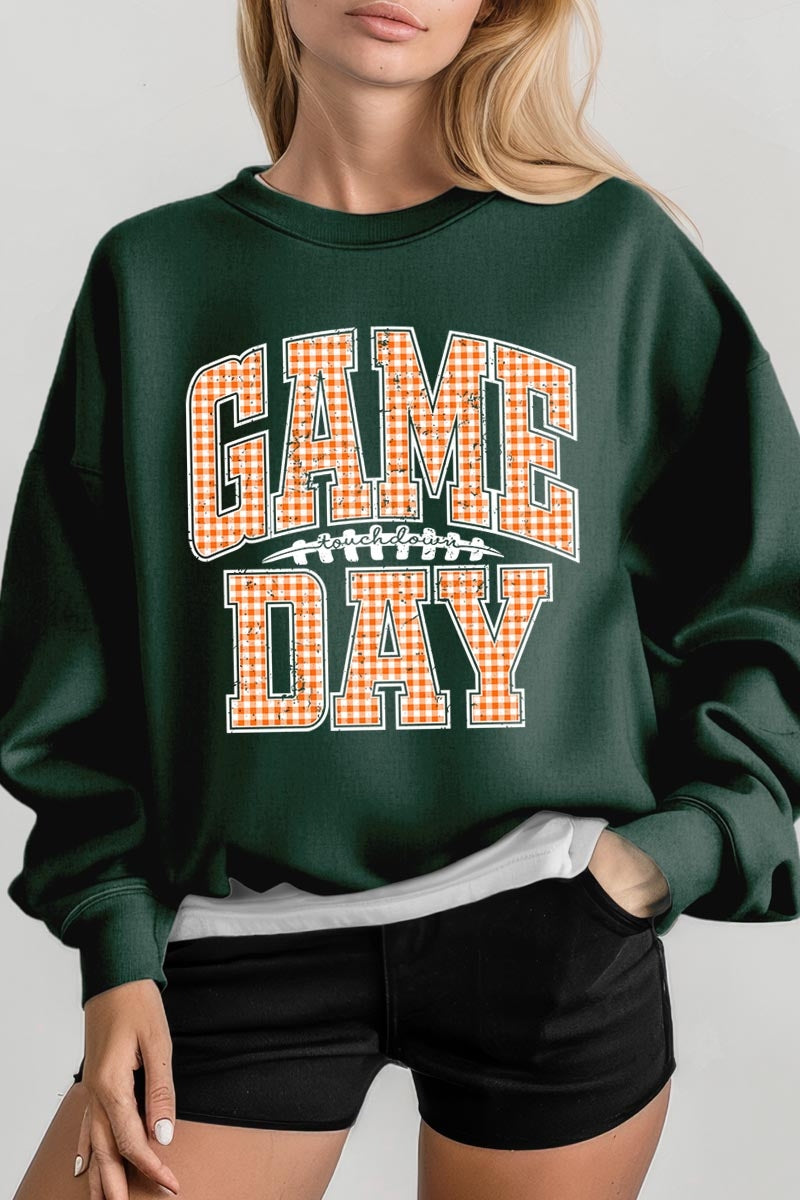 UL180-E3129 Orange Gingham Game Day Graphic Sweatshirt $20