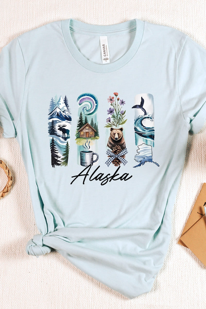US3001-E3061AK Alaska State Brushstroke Graphic Tee $12.5