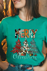 US3001P-E3200 Merry Christmas Trees Graphic Plus Tee $16