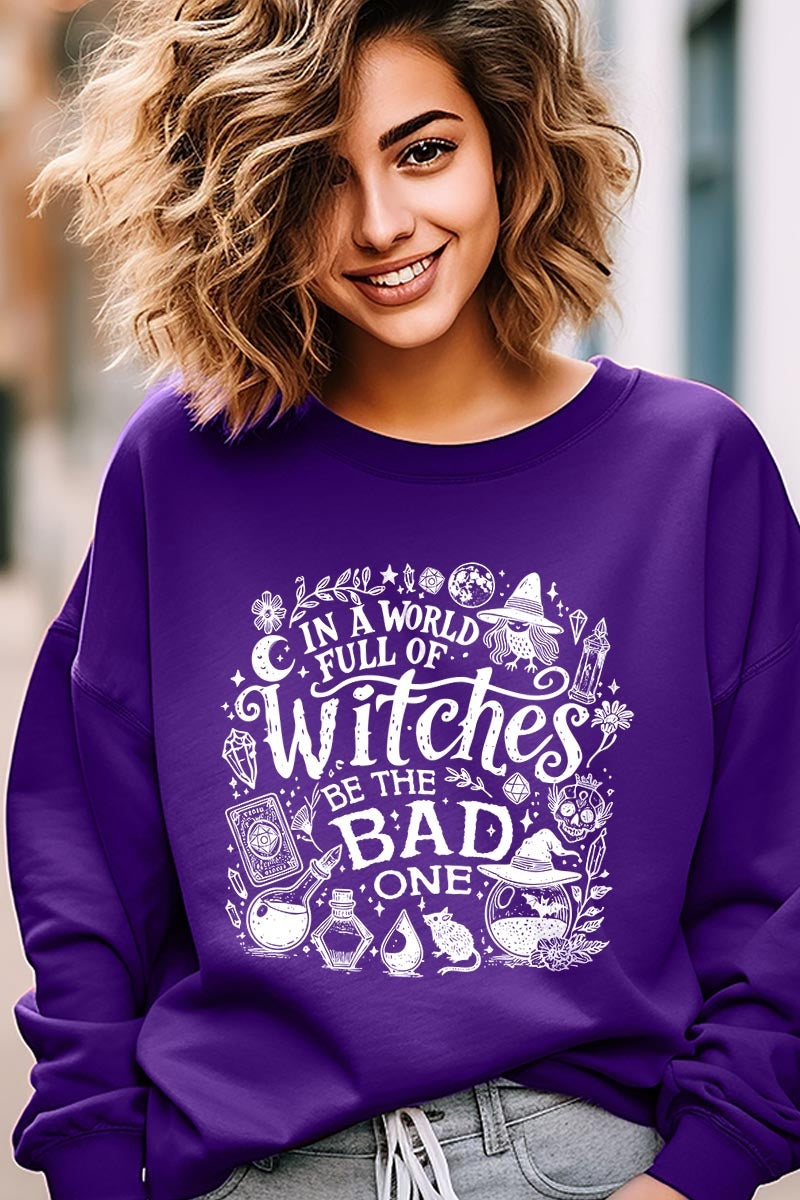 UL180P-E3139 In a World of Witches Graphic Plus Sweatshirt $25