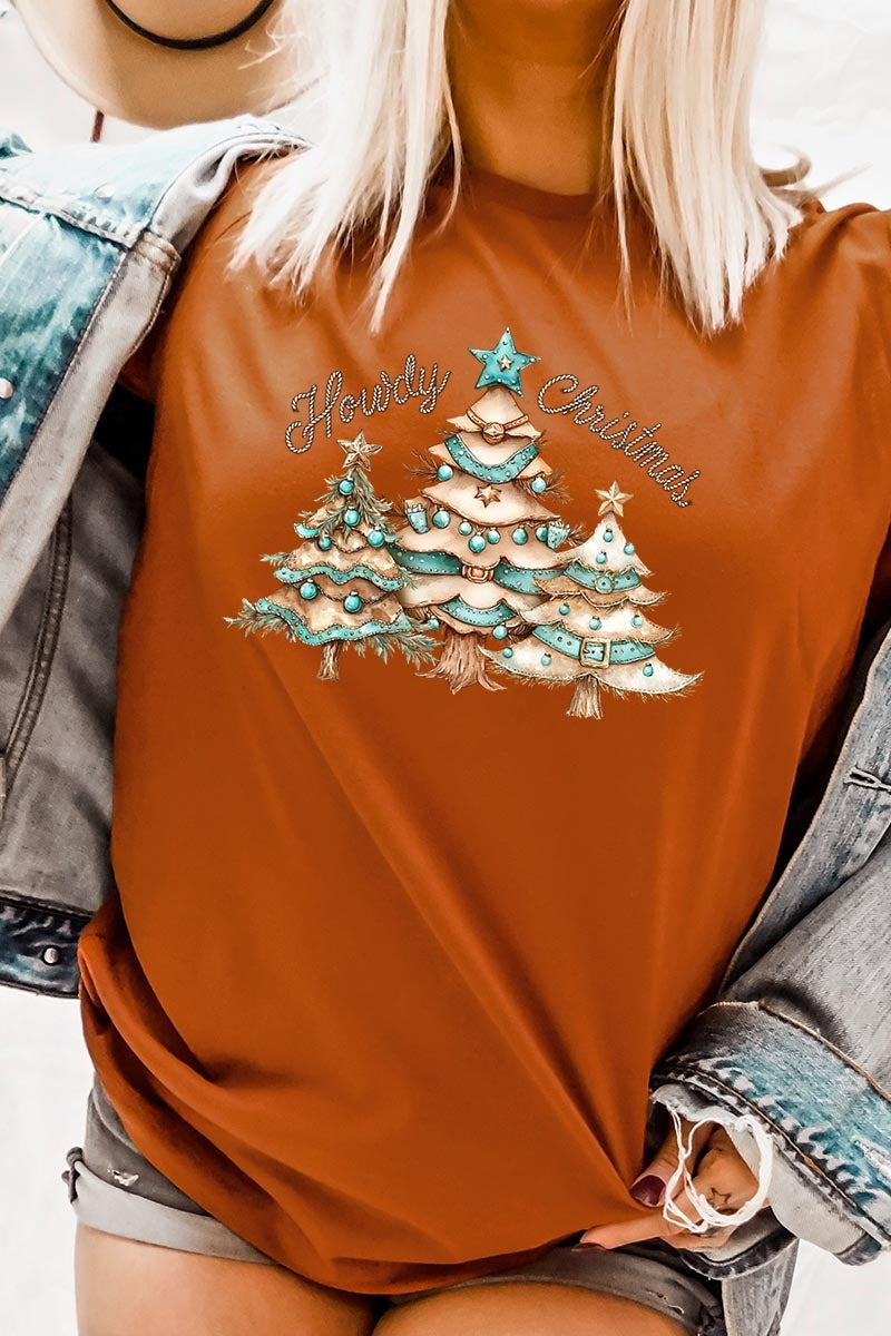 US3001P-E3185 Howdy Christmas Graphic Plus Tee $16