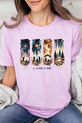 US3001-E3204 Savior Is Born Nativity Graphic Tee $12.5