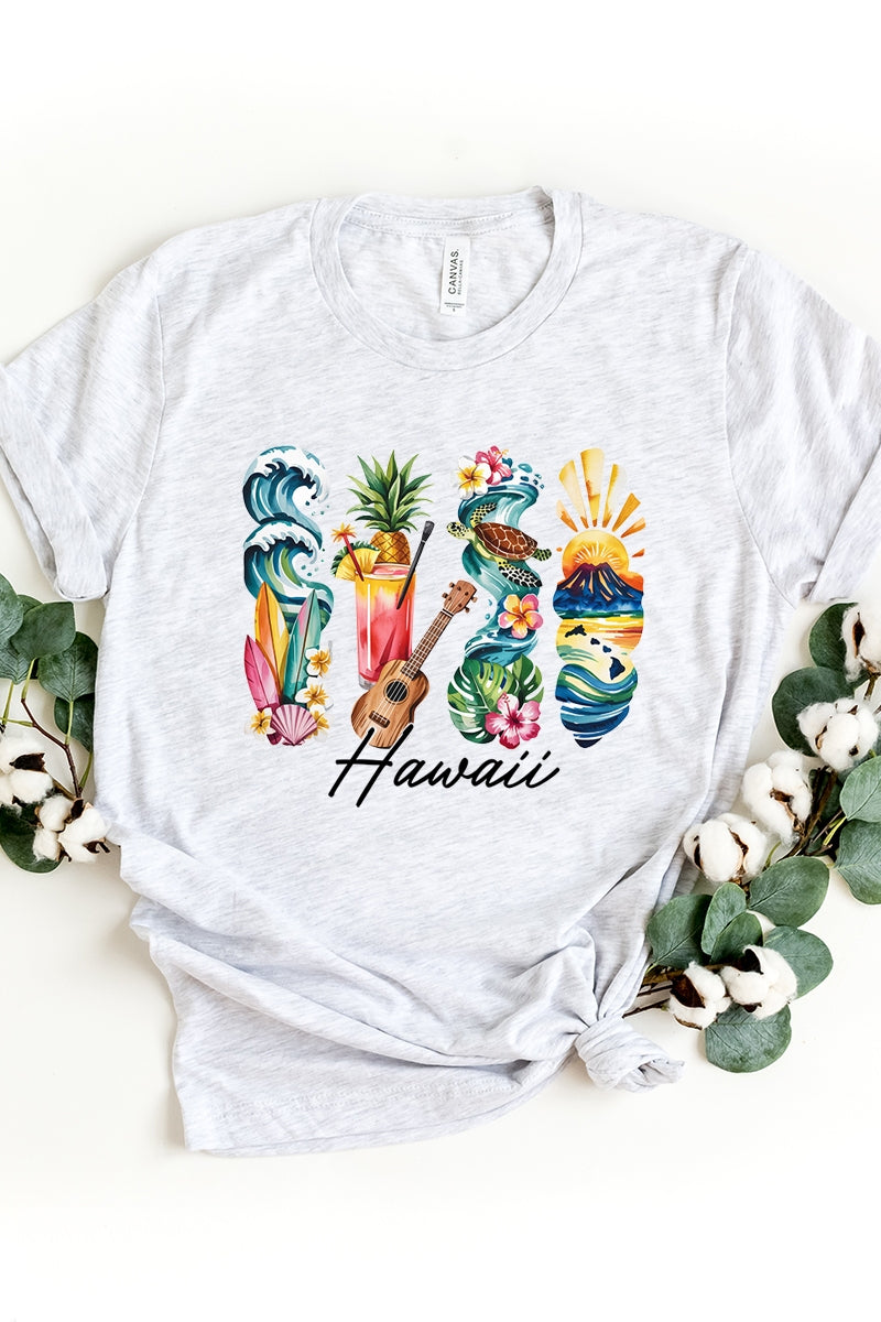 US3001P-E3061HI Hawaii State Brushstroke Graphic Plus Tee $16