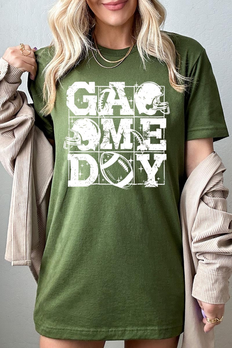 US3001P-E3073 Distressed Game Day Graphic Plus Tee $16