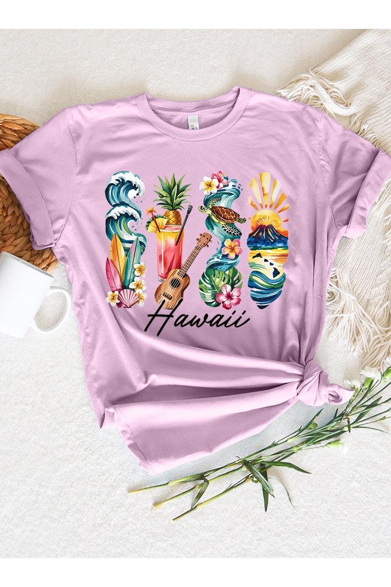 US3001-E3061HI Hawaii State Brushstroke Graphic Tee $12.5