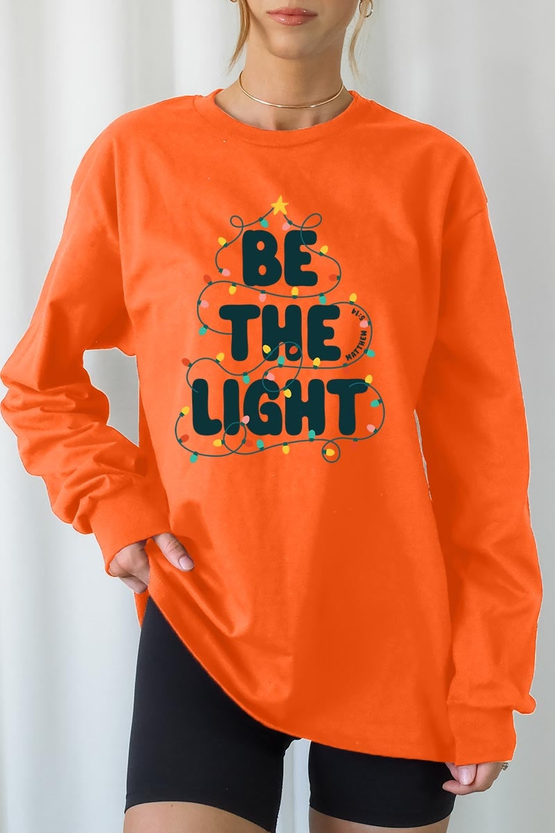 UL240P-E3202 Be the Light Christmas Graphic Plus Long Sleeve Tee $17