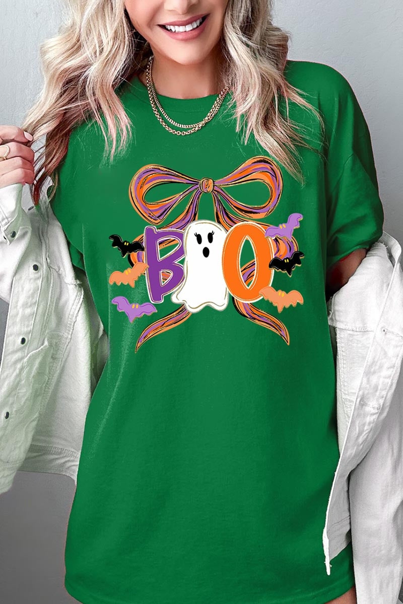 5000P-E3120 Boo Brushstroke Bow Graphic Plus Heavy Cotton Tee $12.75