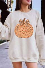 UL180P-E3135 Floral Fall Pumpkin Graphic Plus Sweatshirt $25
